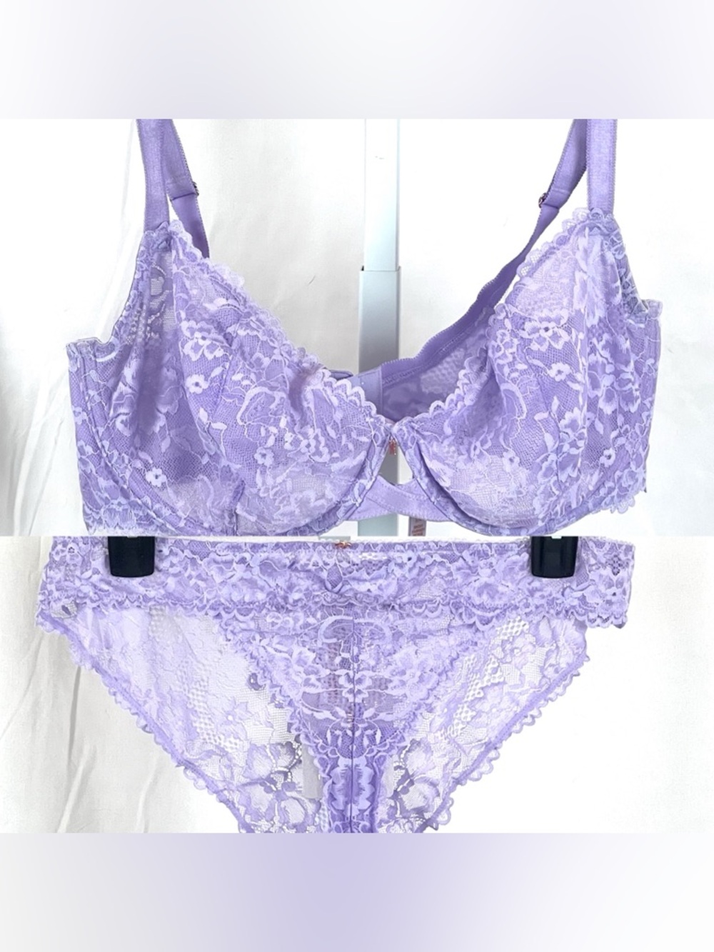 NWT Savage Fenty lavender lace bra and panty set 38DDD, L panty 40